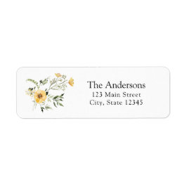Elegant Gult Wildblomma Returadressetikett Returadress Etikett