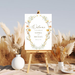 Elegant Gult Wildblomme Bröllop Välkommen Poster
