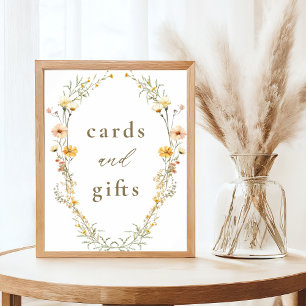 Elegant Gult Wildblomskort och presenter Poster