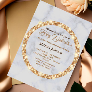 elegant gyllene baby-dopinvitation inbjudningar