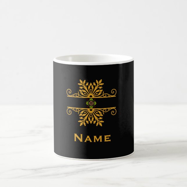 Elegant gyllene blomsterornament i barockstil kaffemugg (Center)