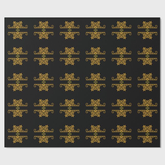 Elegant gyllene blomsterornament i barockstil presentpapper (Platt)