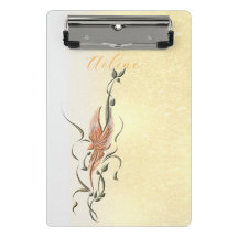 Elegant gyllene blomstervin mini-klippbord