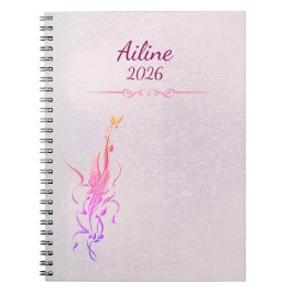 Elegant gyllene blomstervin spiral anteckningsbok