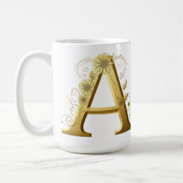 Elegant gyllene bokstav A med blomsterdesign Kaffemugg
