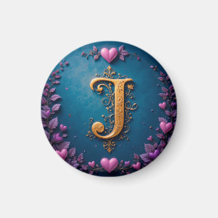 Elegant gyllene bokstav J inspirerad av kärlek och Magnet