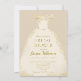 Elegant gyllene bröllopskjol dress bröllopsdusch inbjudningar