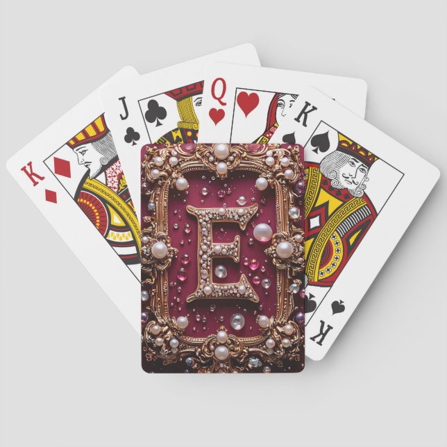 Elegant gyllene E-bokstavsmonogram Casinokort (Baksidan)