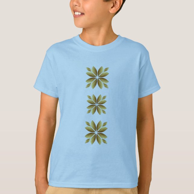 Elegant gyllene geometrisk blommig mönster T-shirt (Framsida)