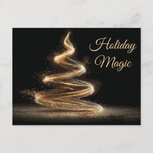 Elegant gyllene glitter spiral julgran vykort