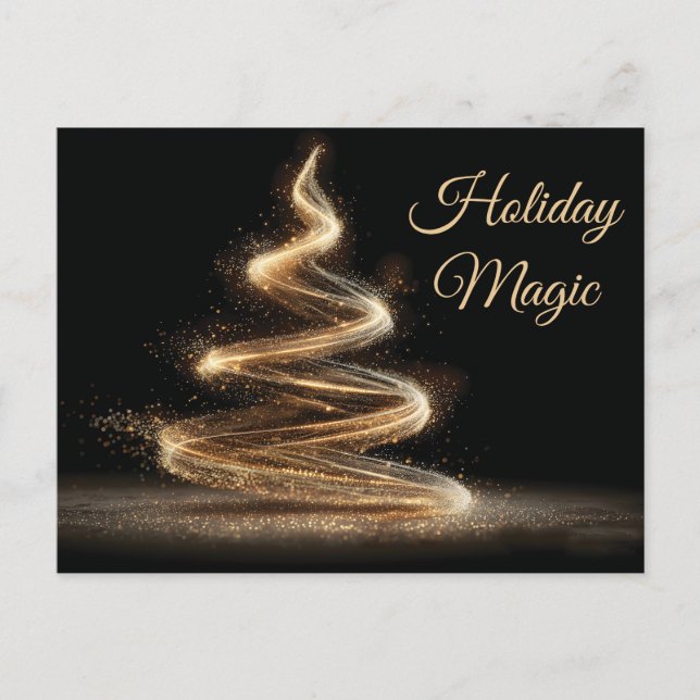 Elegant gyllene glitter spiral julgran vykort (Framsida)