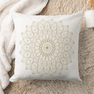 Elegant gyllene mandala – stor cirkulär digital ko kudde