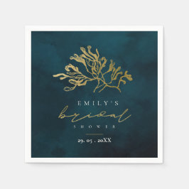 ELEGANT GYLLENE NAVBLÅ UNDERVATTENS- HAVSALGER BRU PAPPERSSERVETT