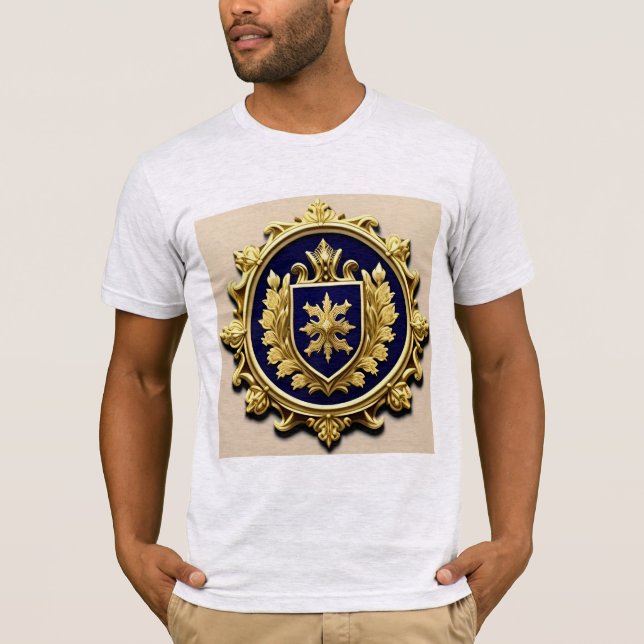Elegant gyllene prydnadskrona med sköld t shirt (Framsida)