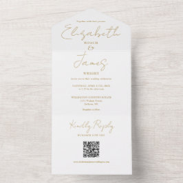 Elegant gyllene QR-kod för bröllop med chic script