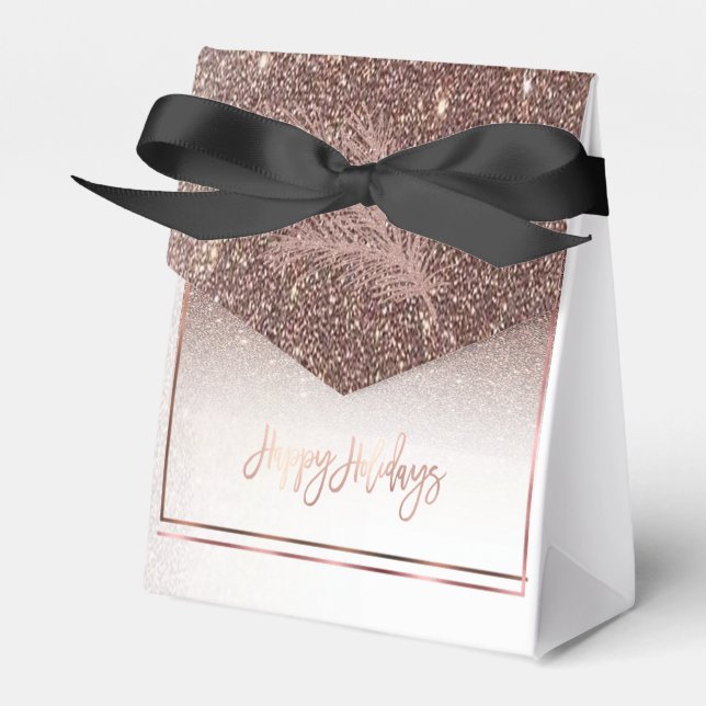 Elegant gyllene ros glad jul presentlåda (Framsidan Sidan)