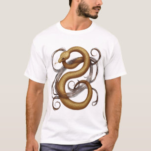 Elegant gyllene serpentin konstnärlig grafisk t-sh t shirt