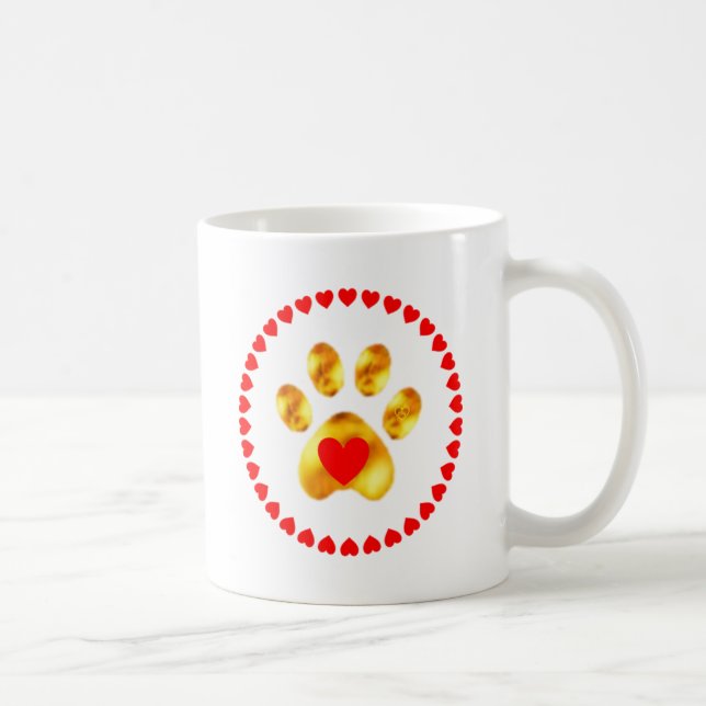 Elegant gyllene tass med hjärtan kaffemugg (Höger)
