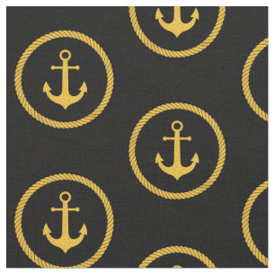 Elegant gyllengul nautisk rep anchor mönster tyg