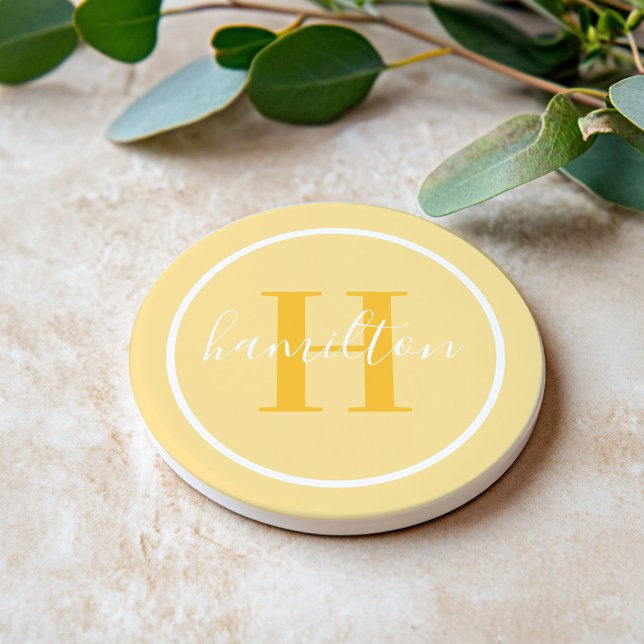 Elegant gyllengul rund monogram-skrift underlägg (Skapare uppladdad)
