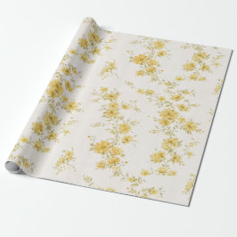 Elegant gyllengul vintage blomsterdesign presentpapper