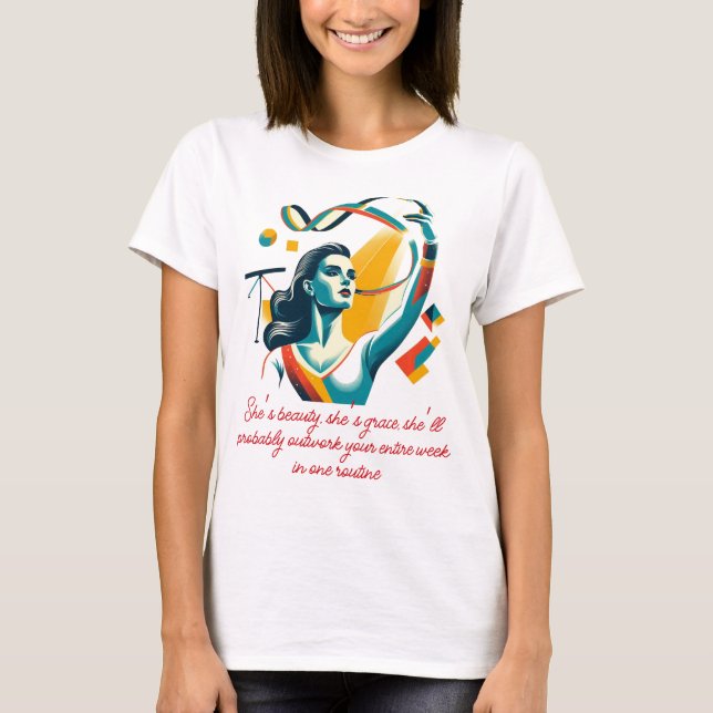 Elegant Gymnast in Retro Art Stil T Shirt (Framsida)