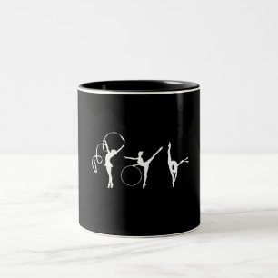Elegant Gymnastic Modern Black & White Två-Tonad Mugg