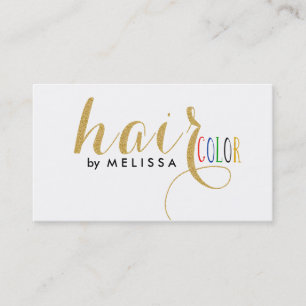 Elegant Hair Färg Guld Glitter Text Design Visitkort
