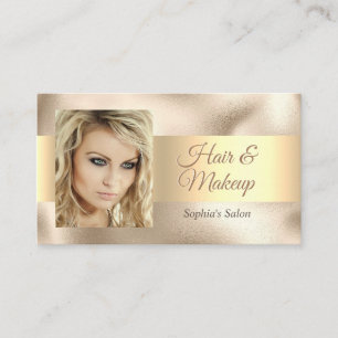 Elegant Hair & Makeup Salon, DIY Namn & Info, Guld Visitkort