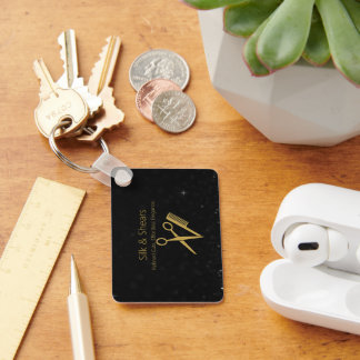 Elegant Hair Salon Keychain - Black Glitter Nyckelring