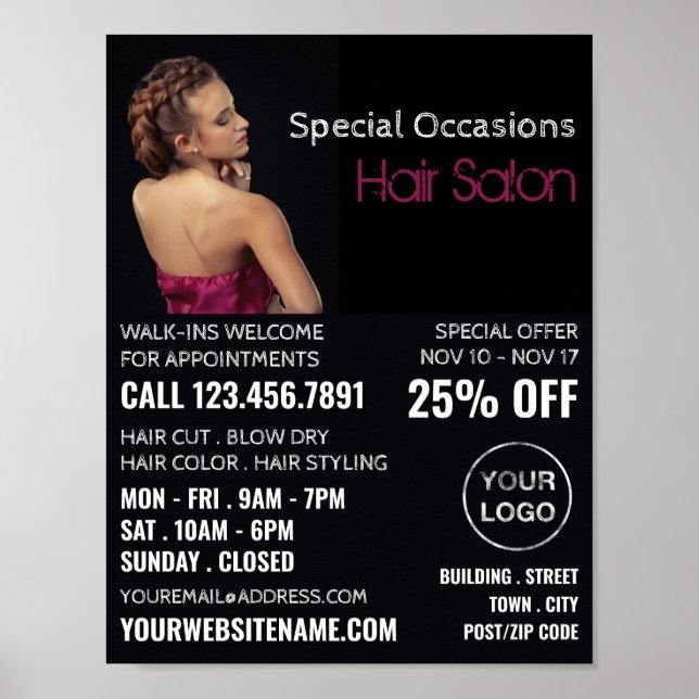 Elegant Hair Stil, Hair Stylist, Hair Salon Poster (Framsidan)