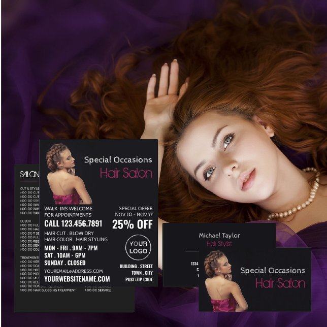 Elegant Hair Stil, Hair Stylist, Hair Salon Visitkort (Skapare uppladdad)
