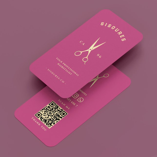 Elegant Hair Stylist Rosa Guld Scissors Barber Visitkort (Elegant Hair Stylist Pink Gold Scissors Barber Business Card
)