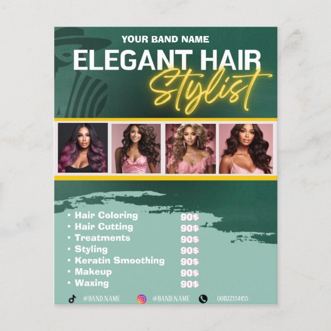 Elegant Hair Stylist Salon Makeup Waxing Flyers (Framsidan)