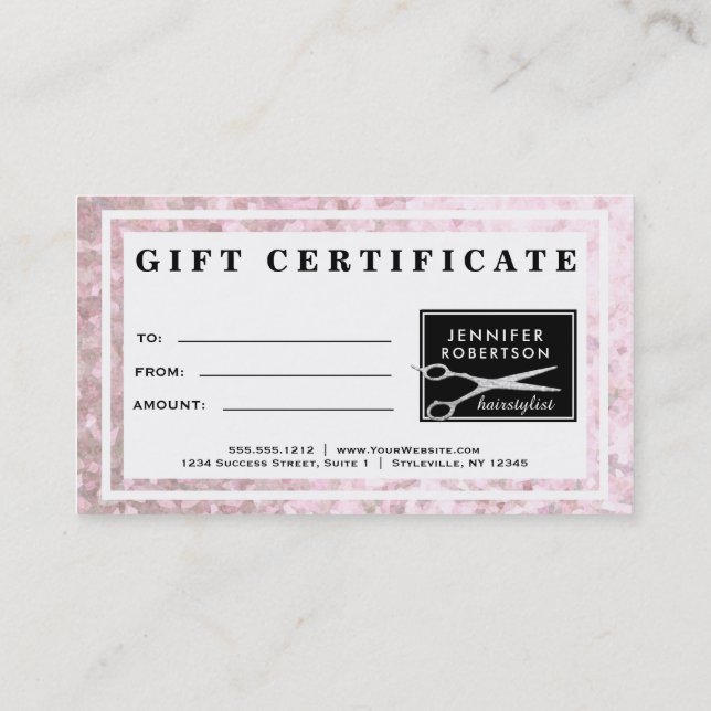 Elegant Hairstylist Gift Certificate Rabattkort (Baksida)