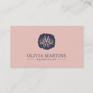 Elegant Hairstylist Petal & Charcol QR Code Logoty Visitkort