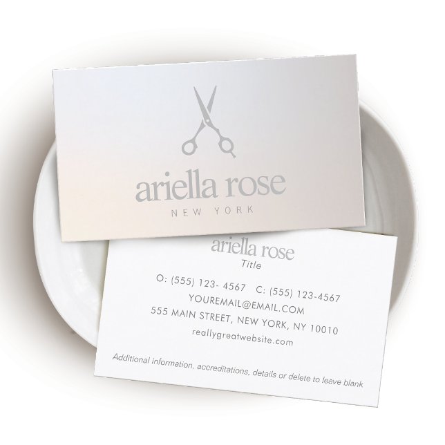Elegant Hairstylist Sissors Luminous Gradient Visitkort (Skapare uppladdad)