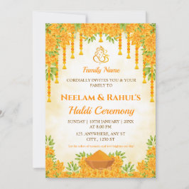 Elegant Haldi Ceremony Invitation Inbjudningar