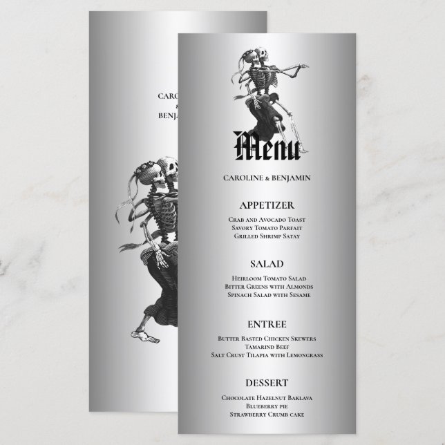 Elegant Halloween Bröllop Menu Meny (Fram/baksida)