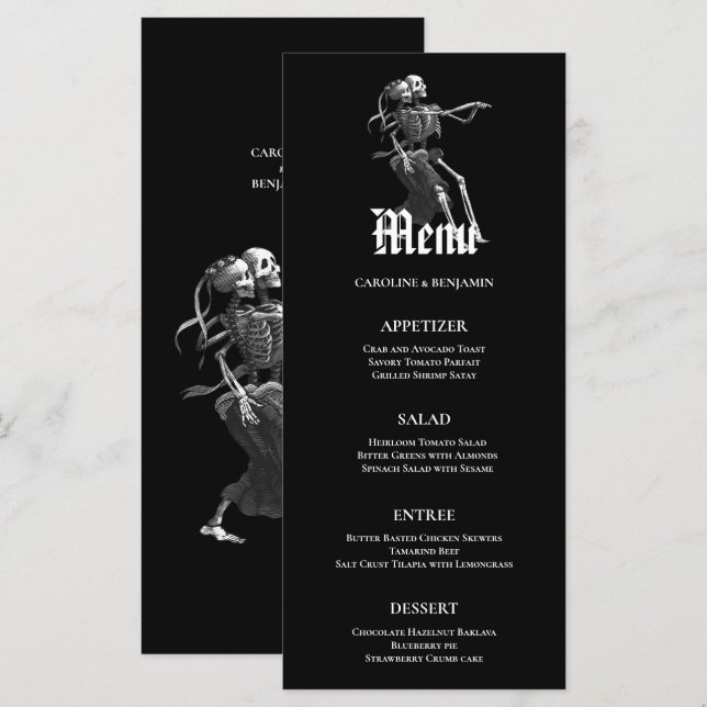 Elegant Halloween Bröllop Menu Meny (Fram/baksida)