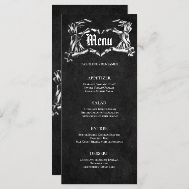 Elegant Halloween Bröllop Menu Meny (Fram/baksida)