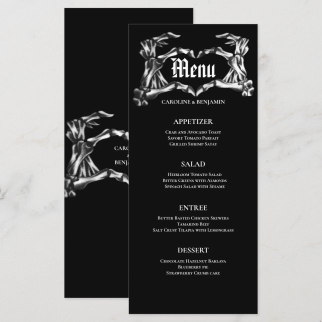 Elegant Halloween Bröllop Menu Meny (Fram/baksida)