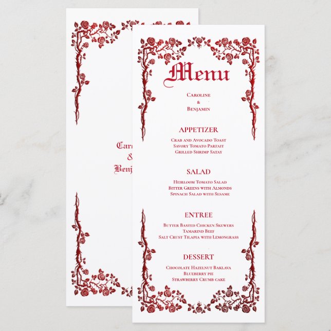 Elegant Halloween Bröllop Menu Meny (Fram/baksida)