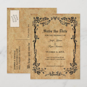 Elegant Halloween bröllop save the date vykort