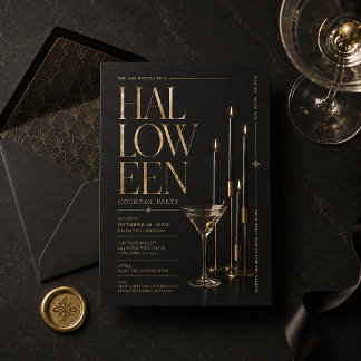 Elegant Halloween Cocktail Party Inbjudan