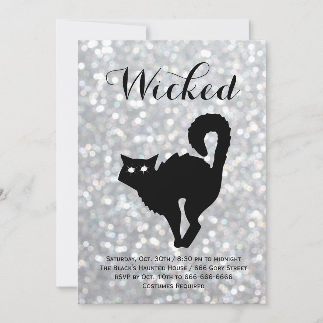 Elegant Halloween Costume Party - Cat Sparkles Inbjudningar (Framsida)