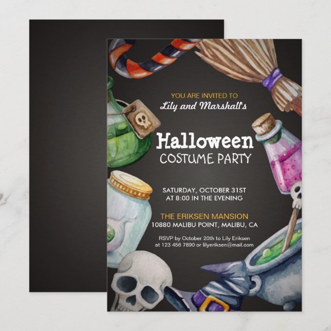 Elegant Halloween Costume Party-inbjudan Inbjudningar (Fram/baksida)
