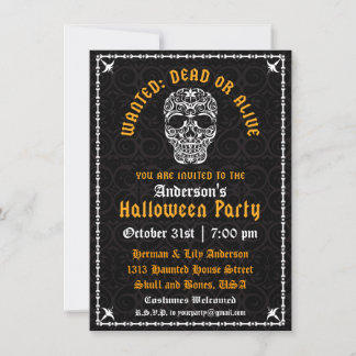Elegant Halloween Dödskalle Inbjudan