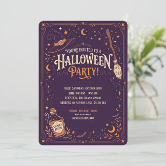 Elegant Halloween-fest för häxor Inbjudan