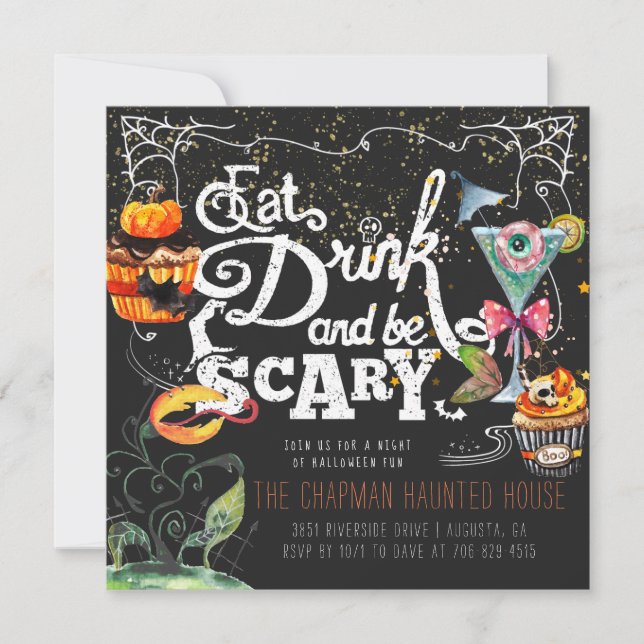 Elegant Halloween-fest-inbjudan Julkort (Framsida)
